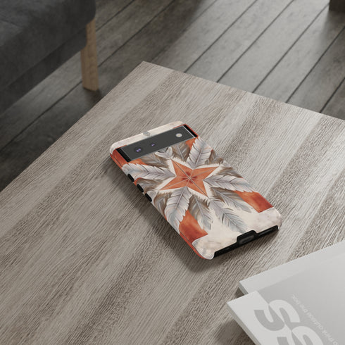Silver Feather Compass - Impact Resistant Phone Case